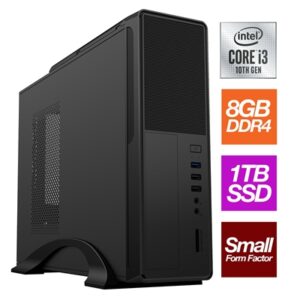 Small Form Factor – Intel i3 10105 Quad Core 8 Threads 3.70GHz (4.40GHz Boost), 8GB RAM, 1TB SSD, No Optical, Small Foot Print for Home or Office Use – Pre-Built PC