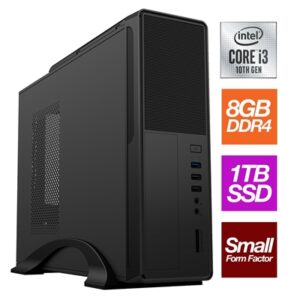 Small Form Factor – Intel i3 10105 Quad Core 8 Threads 3.70GHz (4.40GHz Boost), 8GB RAM, 1TB SSD, No Optical, with Windows 10 Pro Installed – Small Foot Print for Home or Office Use – Pre-Built PC