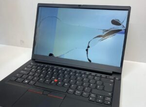 Laptop with a broken LCD screen
